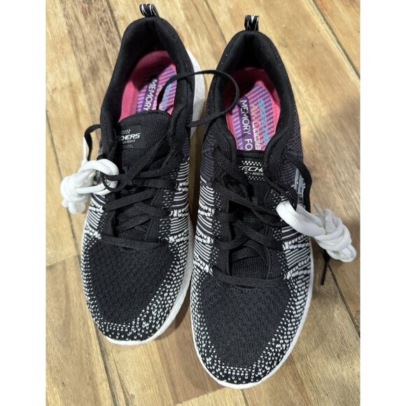 Sketchers Women's 8.5 Air Cooled Memory Foam Black Gray Comfort NEW - Picture 2 of 9